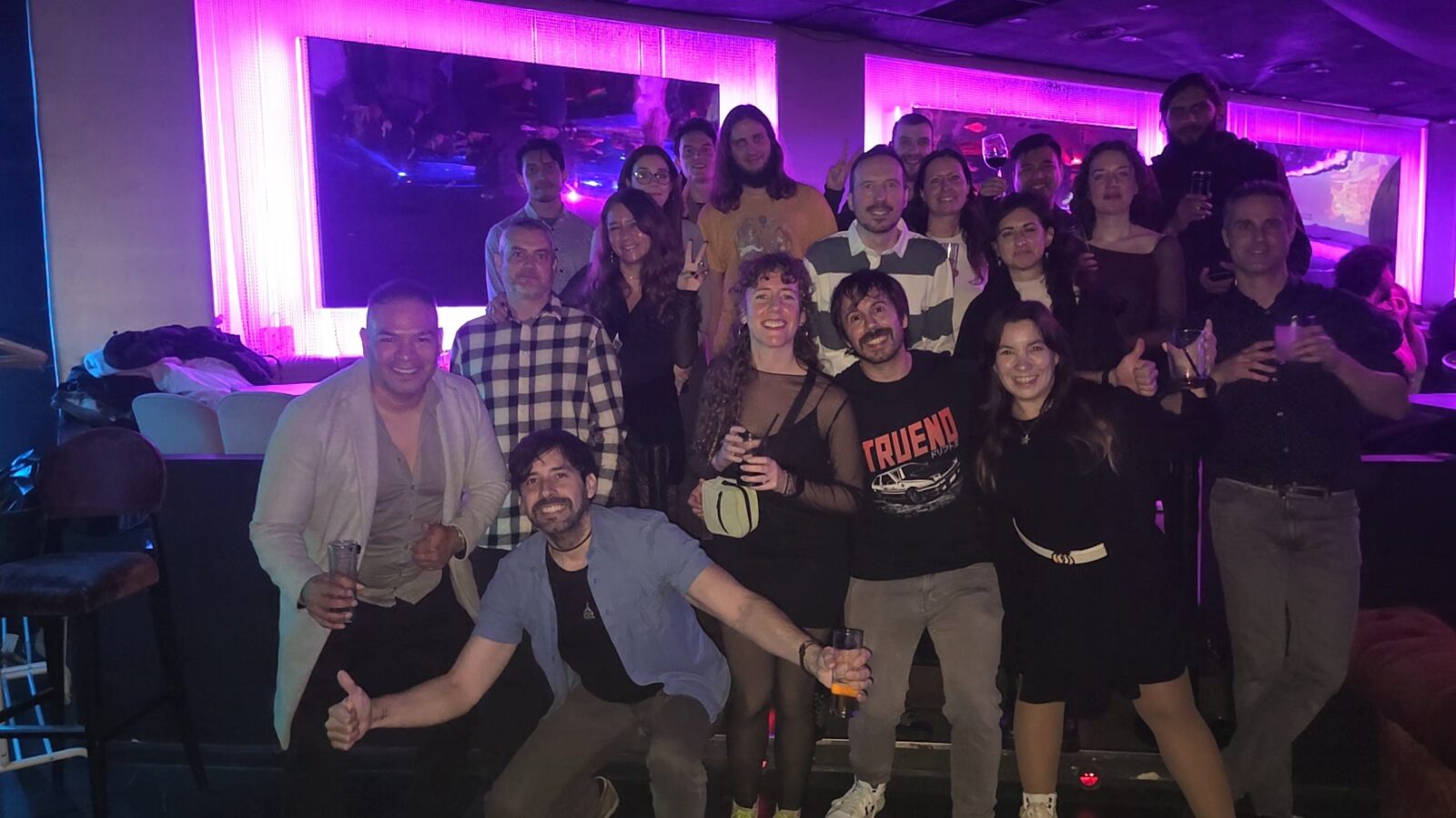 International people gathering at a social meetup event with dancing, networking and cultural exchange