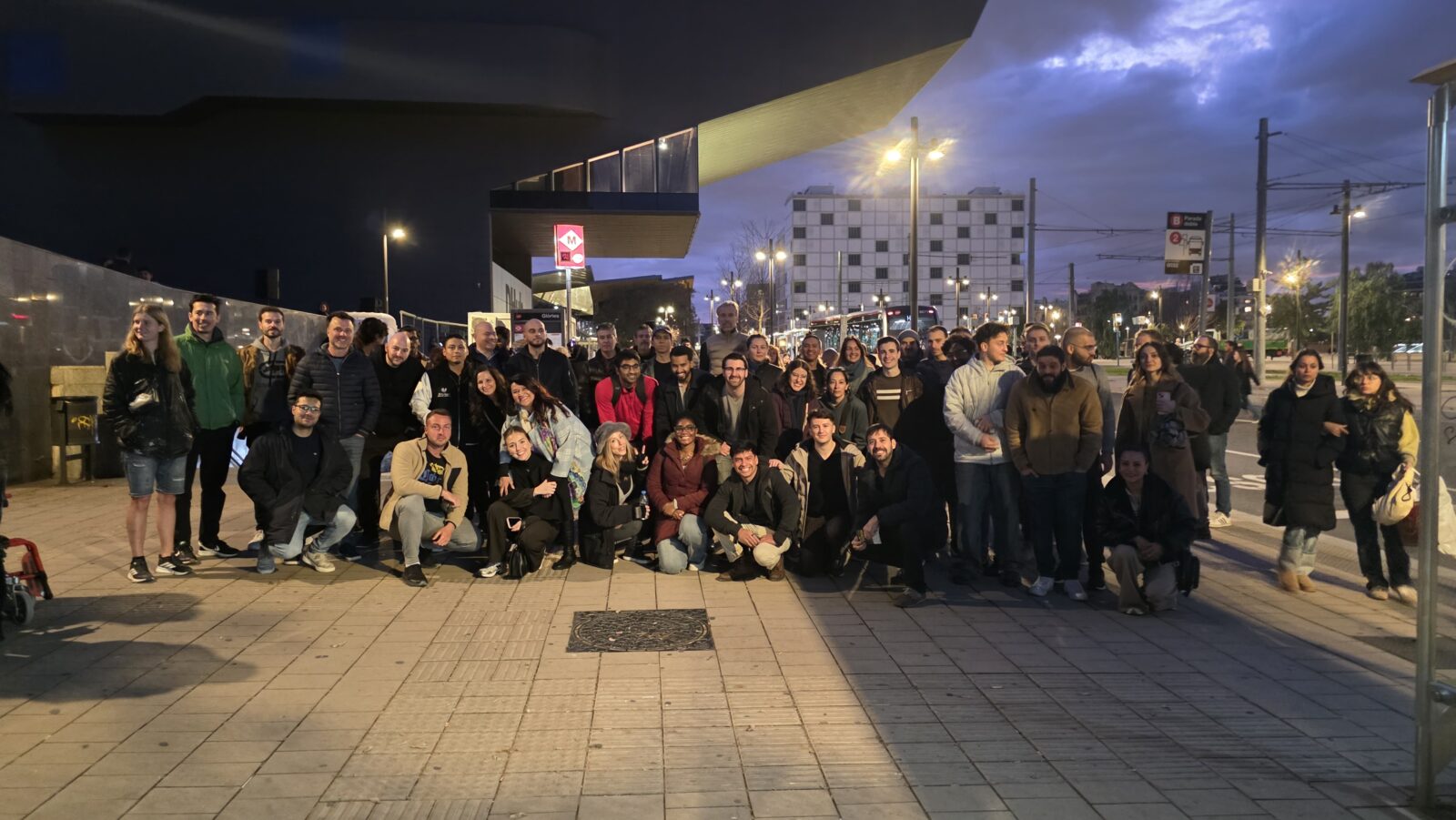 International meetup group visiting the LLUM Barcelona 2026 light festival