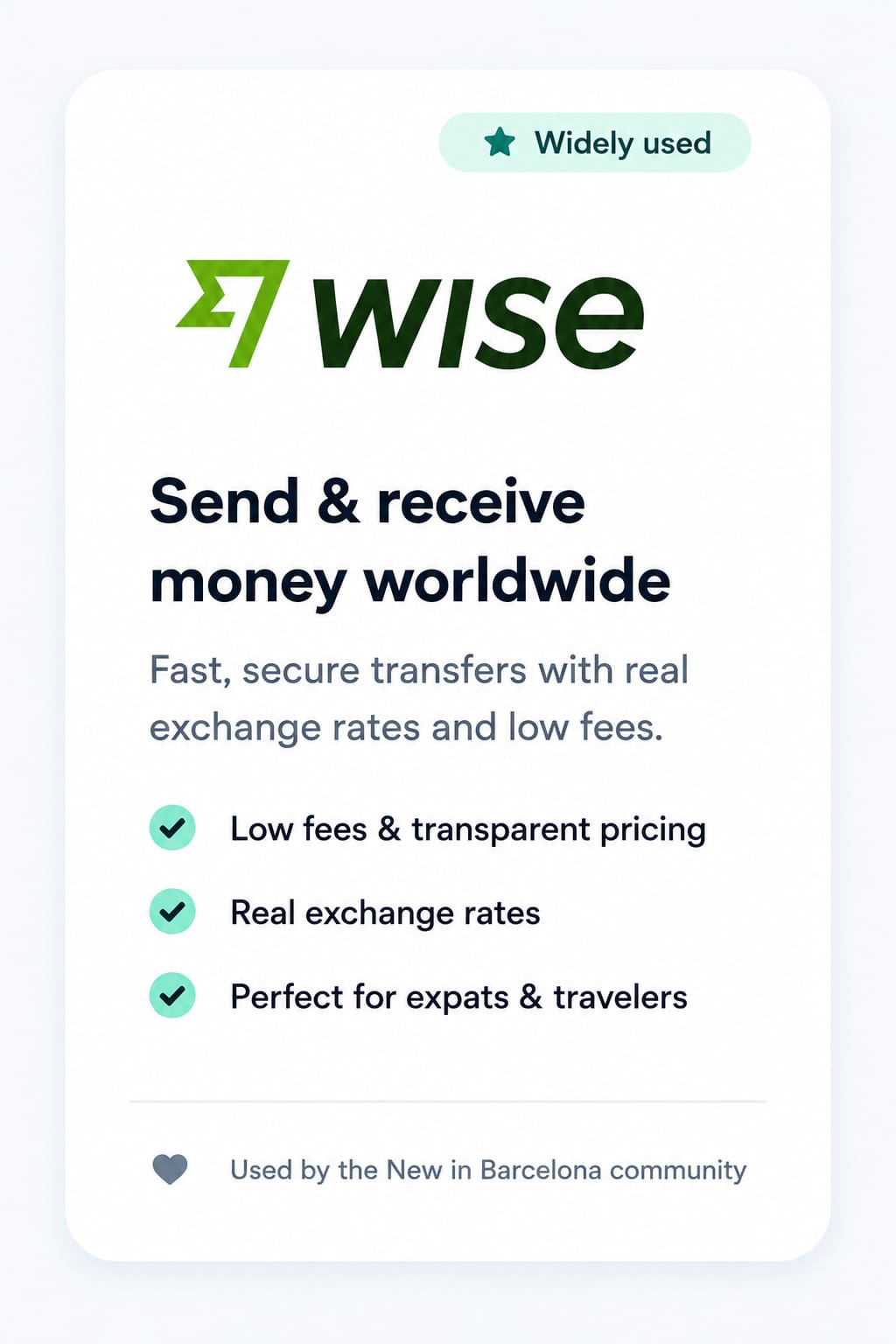 Wise money transfer for expats in Barcelona – send and receive international payments with low fees