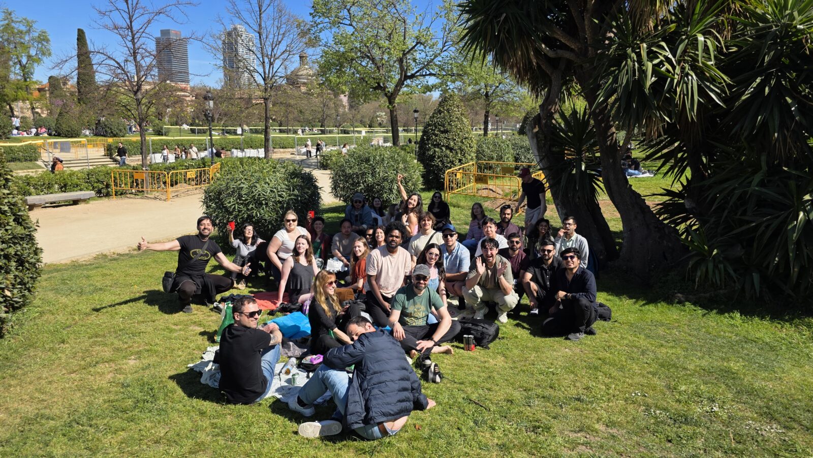 International picnic at Ciutadella Park Barcelona with expats, internationals and locals socializing outdoors